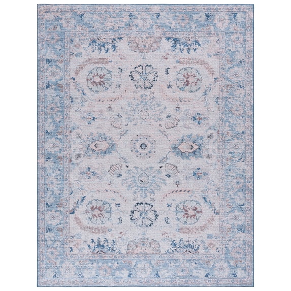 SAFAVIEH Tucson Candis Oriental Machine Washable Area Rug, Blue/Beige, 8' x 10'