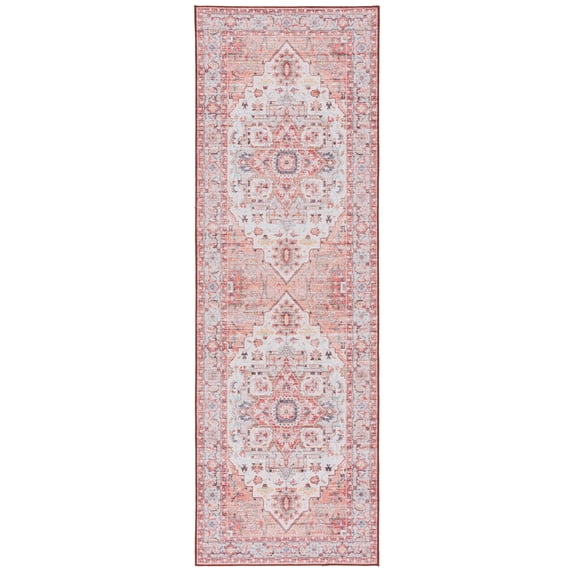 SAFAVIEH Tucson Alyx Oriental Machine Washable Runner Rug, Light Rust/Beige, 2'6" x 8'