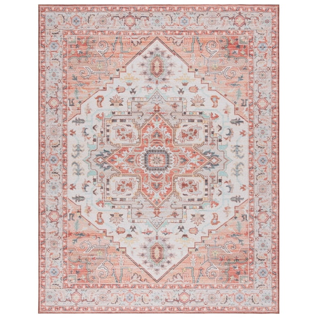 SAFAVIEH Tucson Alyx Oriental Machine Washable Area Rug, Light Rust/Beige, 9' x 12'