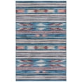 thumbnail image 1 of SAFAVIEH Tucson Nikola Striped Machine Washable Area Rug, Blue/Rust, 3' x 5', 1 of 8