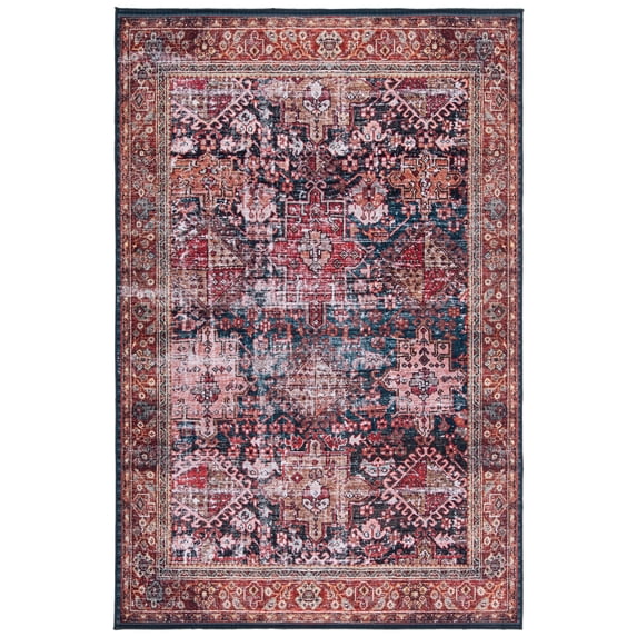 SAFAVIEH Tucson Faith Oriental Machine Washable Area Rug, Rust/Green, 2'6" x 4'
