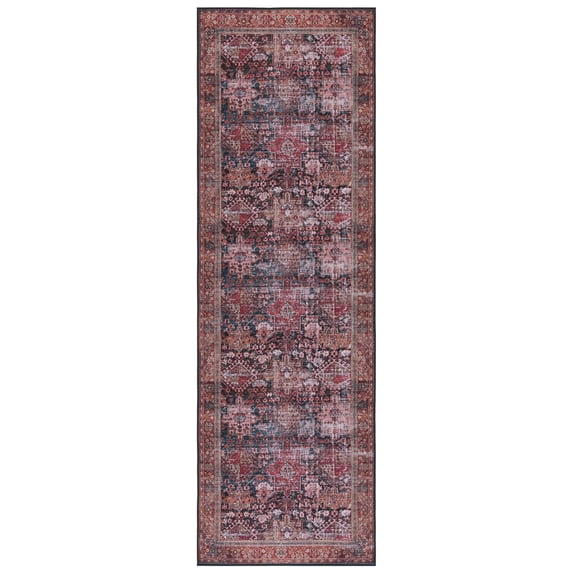 SAFAVIEH Tucson Faith Oriental Machine Washable Runner Rug, Rust/Green, 2'6" x 6'