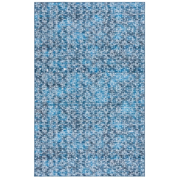 SAFAVIEH Tucson Nicola Oriental Machine Washable Area Rug, Blue/Grey, 4' x 6'