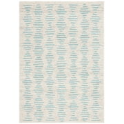 SAFAVIEH Tulum Lancaster Geometric Striped Area Rug, Ivory/Turquoise, 5'5" x 7'7"