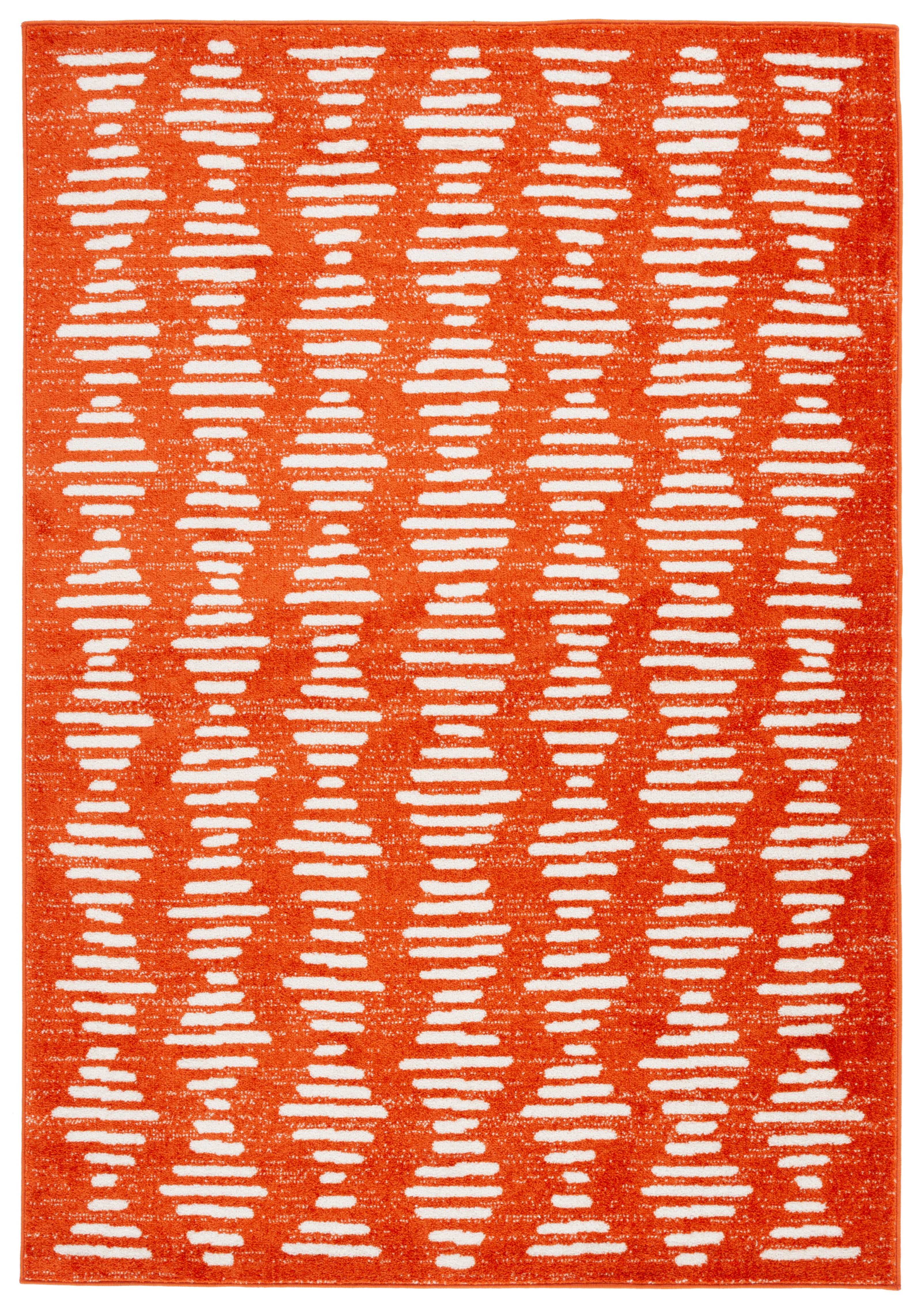Rust and Ivory Geometric Synthetic Area Rug, 3' x 5'