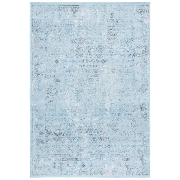 SAFAVIEH Tulum Flint Oriental Area Rug, Aqua Blue/Dark Grey, 5'3" x 7'6"