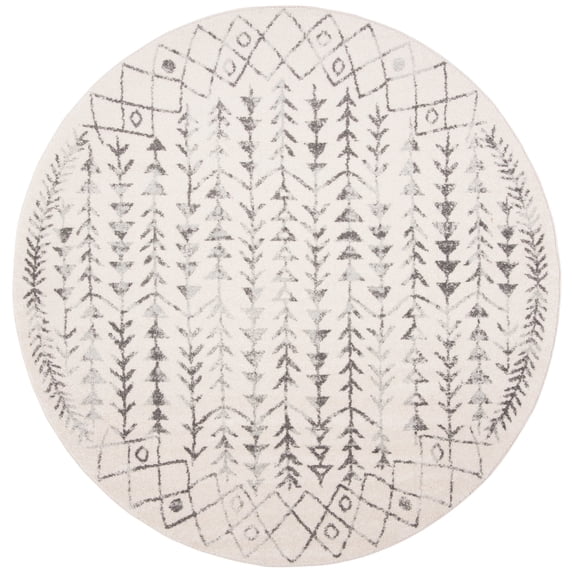 Safavieh Tulum Sharie Moroccan Boho Rug Ivory/Grey 6'7" x 6'7" Round 6' Round, 8' Round Indoor Grey Round