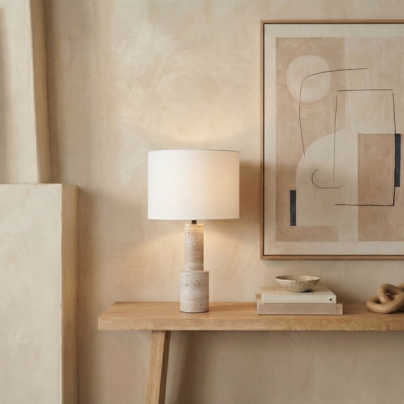 Safavieh Couture Tywin 26.5" Powder Coating Table Lamp, Travertine