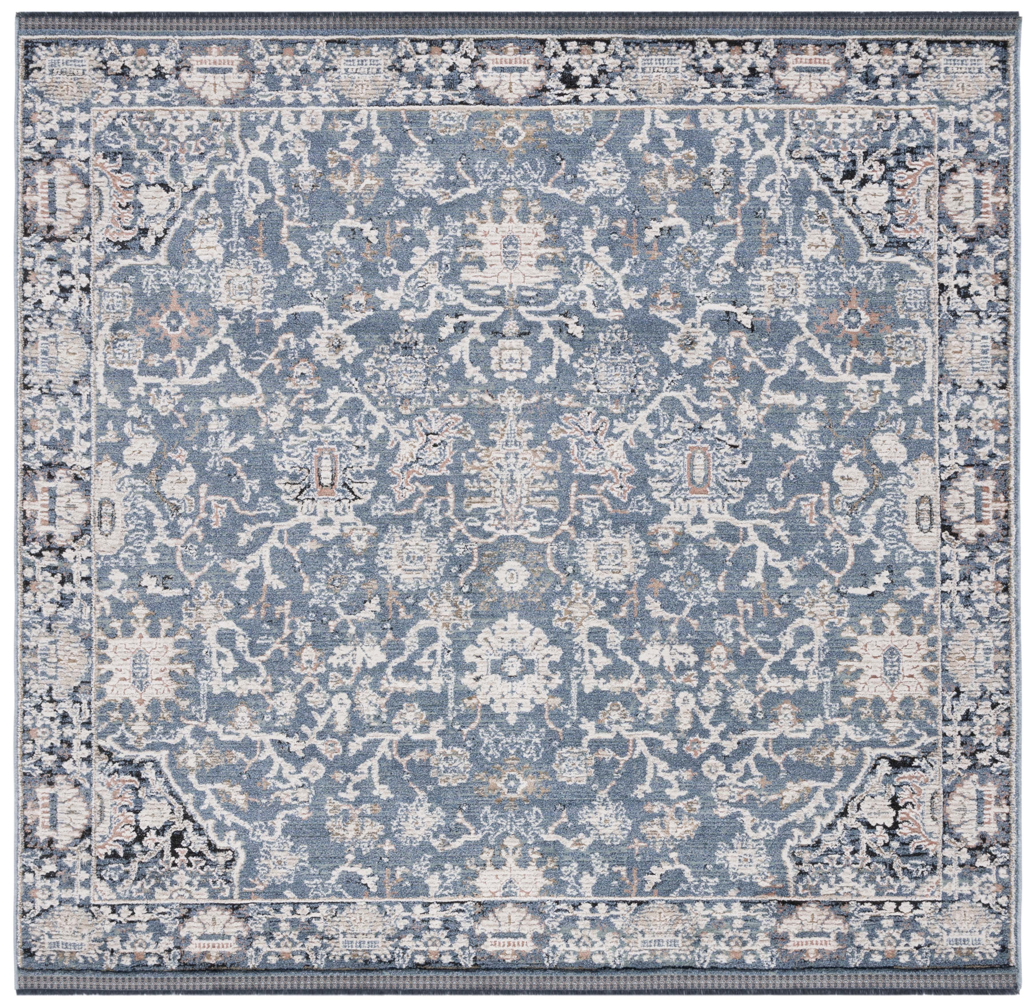Vivaldi 6'-7" Square Ivory and Navy Synthetic Rug
