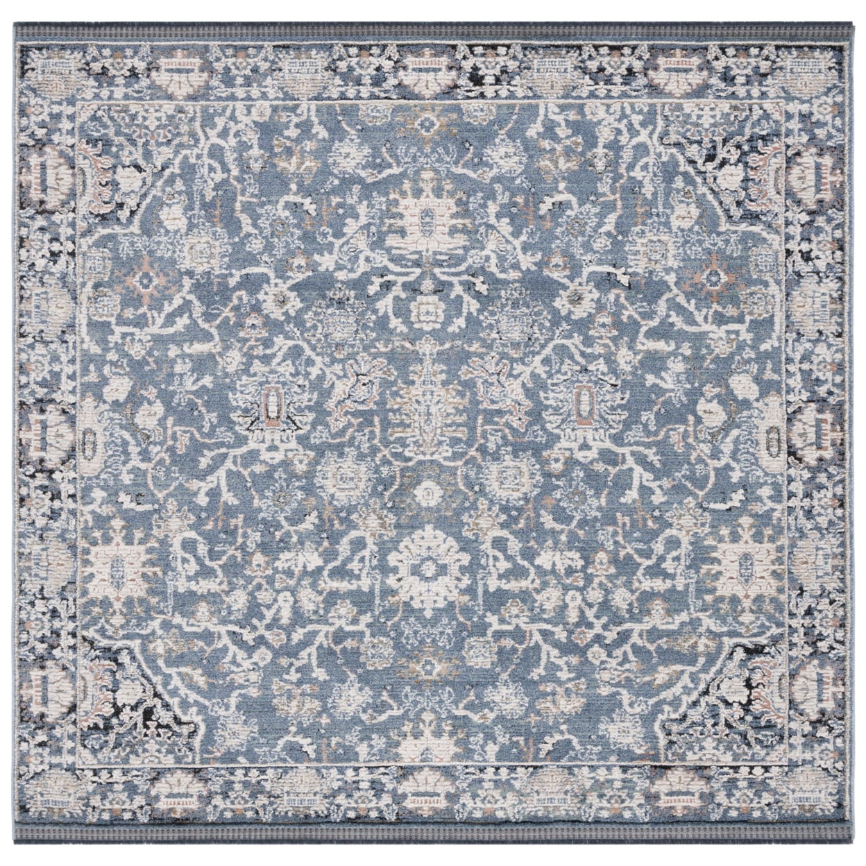 Vivaldi 6'-7" Square Ivory and Navy Synthetic Rug