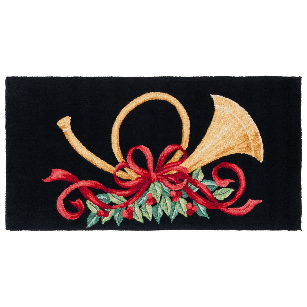 Handmade Black Wool Tufted Holiday Accent Rug