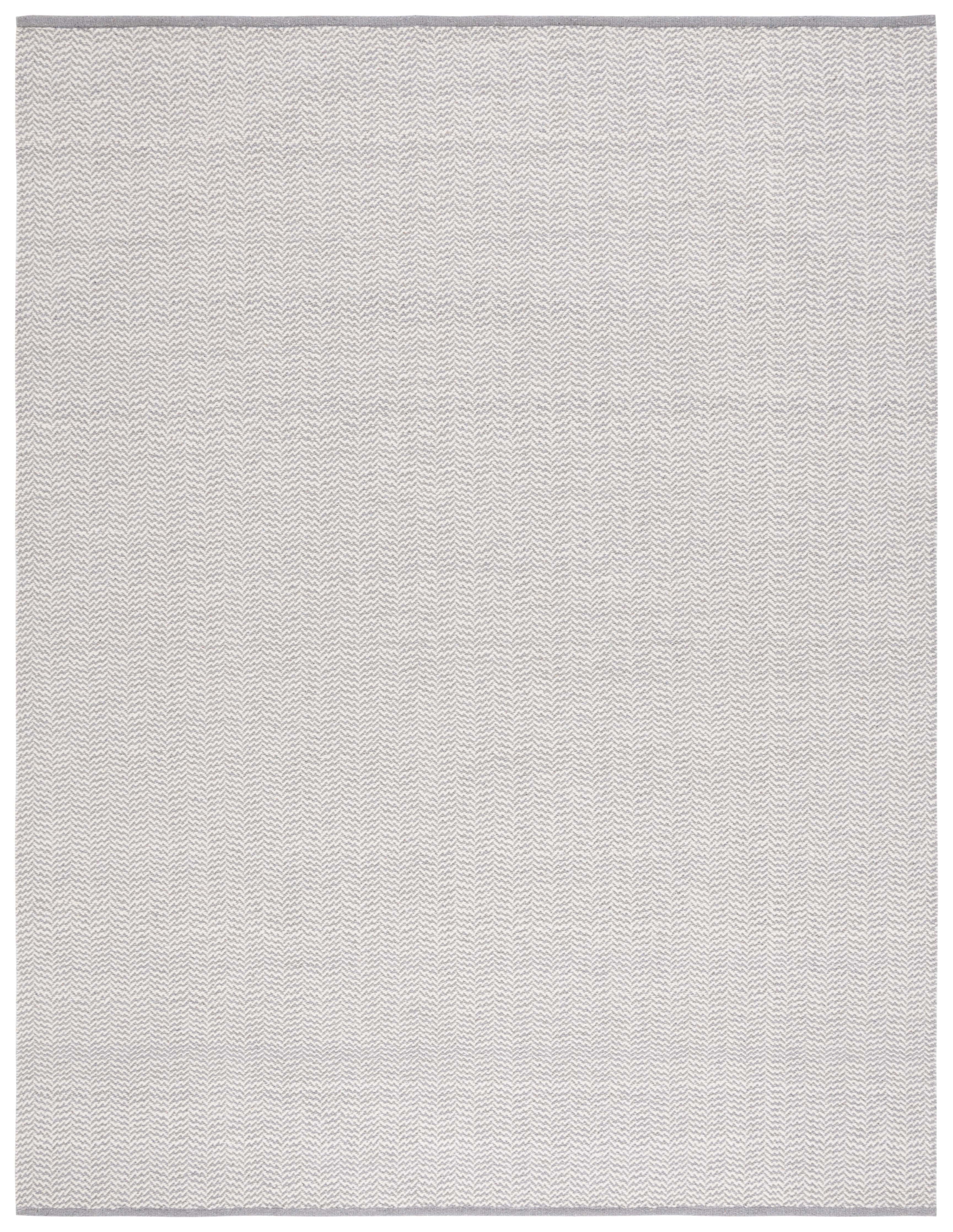 Grey and Ivory Hand-Knotted Wool Area Rug, 8' x 10'