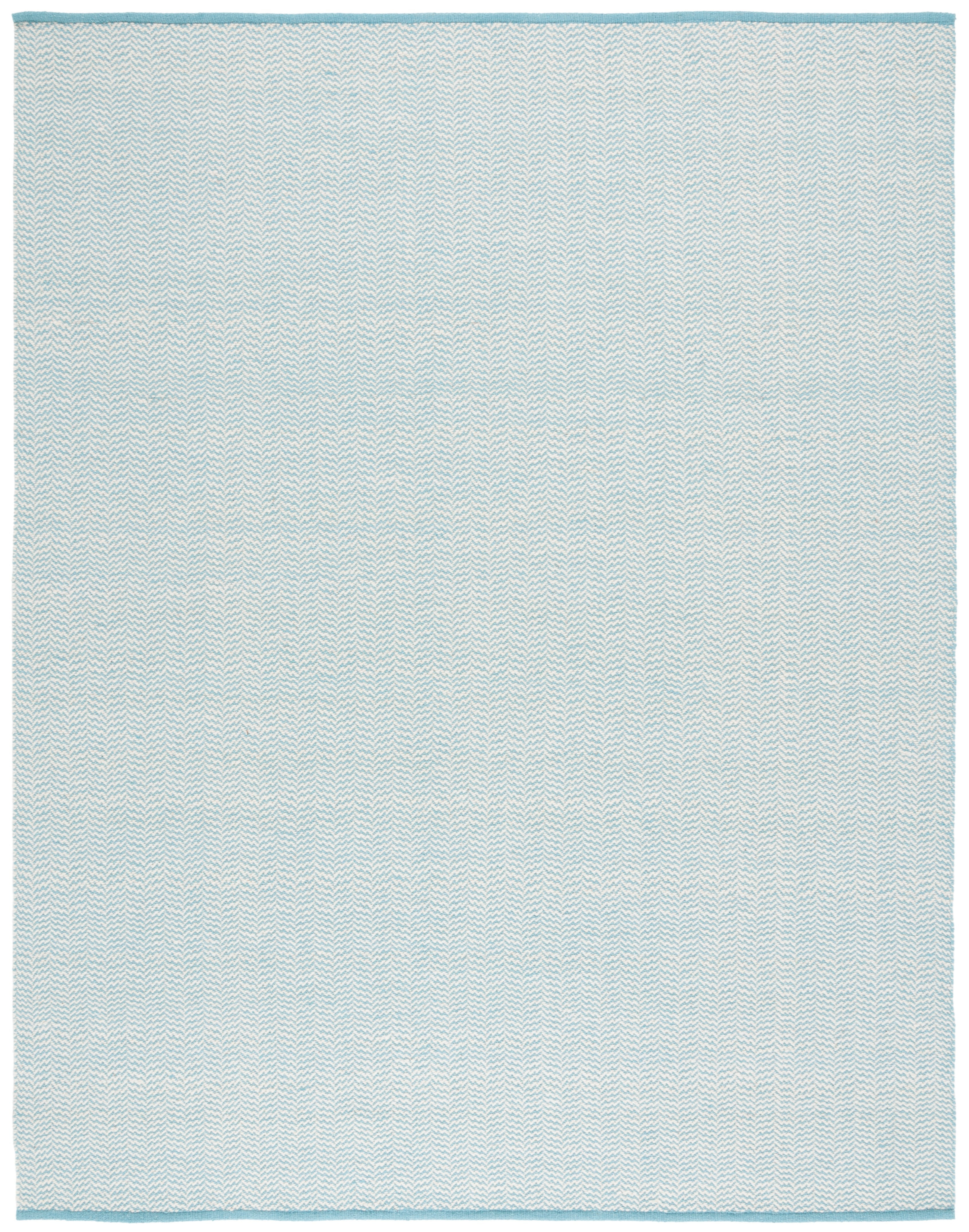 Teal and Ivory Hand-Knotted Wool 8' x 10' Area Rug