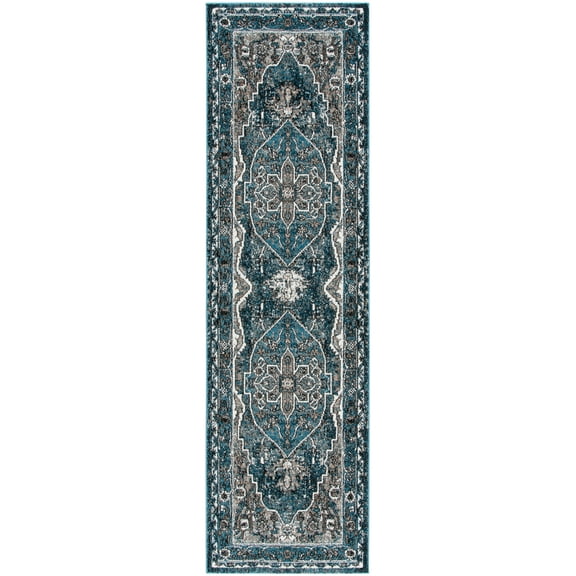 SAFAVIEH Vintage Hamadan Petar Oriental Runner Rug, Blue/Ivory, 2'3" x 8'