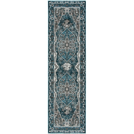 SAFAVIEH Vintage Hamadan Petar Oriental Runner Rug, Blue/Ivory, 2'3" x 8'