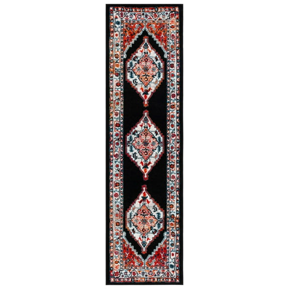 SAFAVIEH Vintage Hamadan Caylee Medallion Runner Rug, Red/Black, 2'3" x 8'