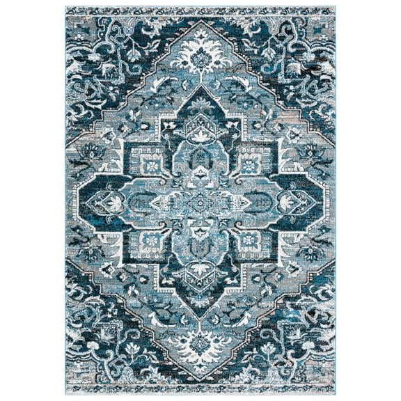 SAFAVIEH Vintage Hamadan Kiaran Medallion Area Rug, Blue/Ivory, 8' x 10'