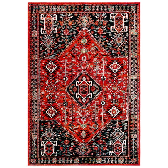 SAFAVIEH Vintage Hamadan Bryan Medallion Area Rug, Red/Black, 9' x 12'