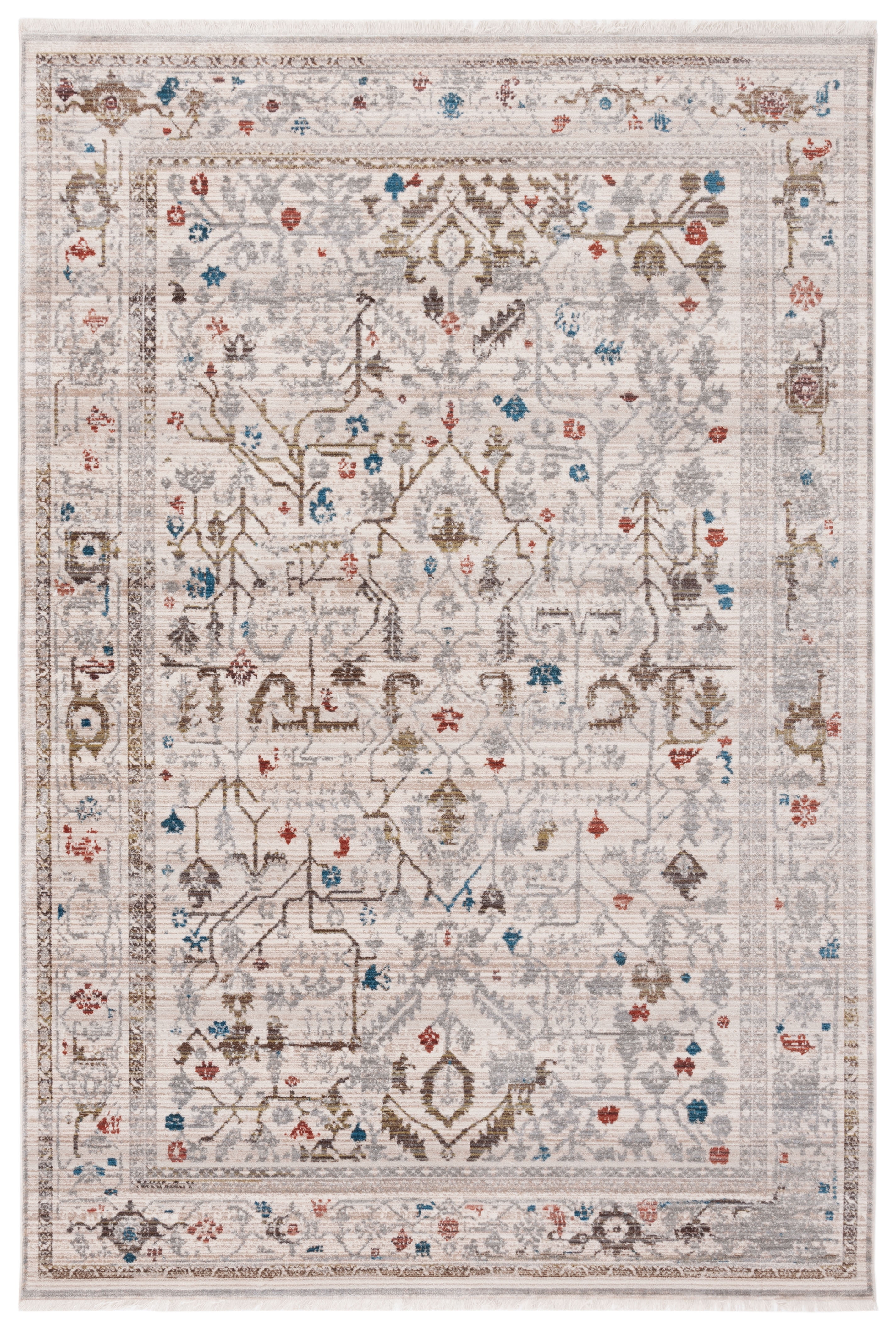 Ivory and Sage Vintage Persian Flat Woven Area Rug 5' x 7'