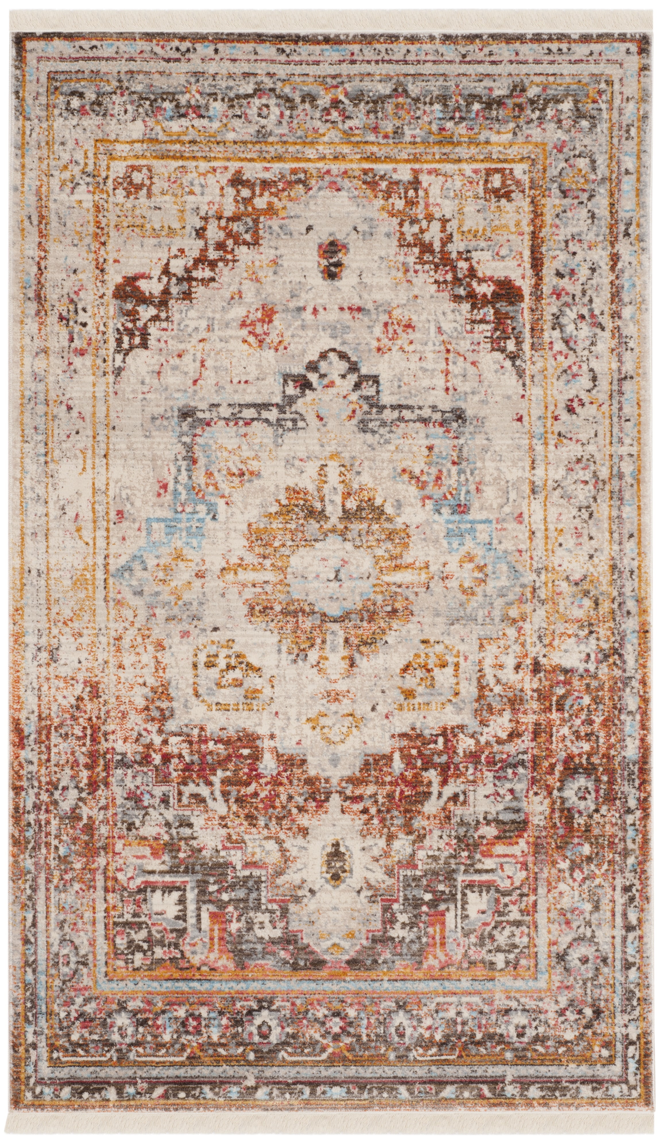 Vintage Persian Cream and Multi Synthetic Area Rug