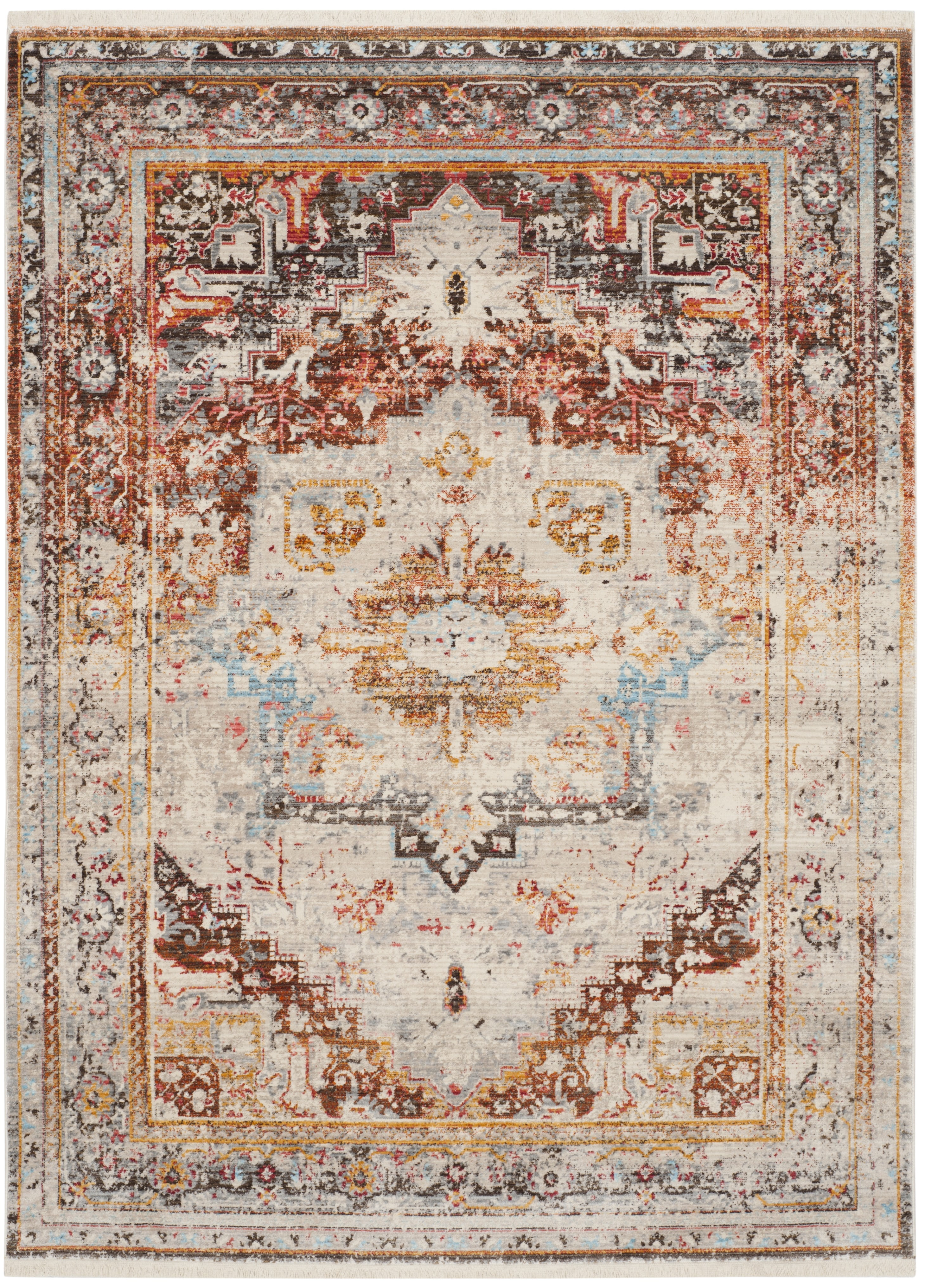 Vintage Persian Cream and Multi Synthetic 5' x 7' Area Rug