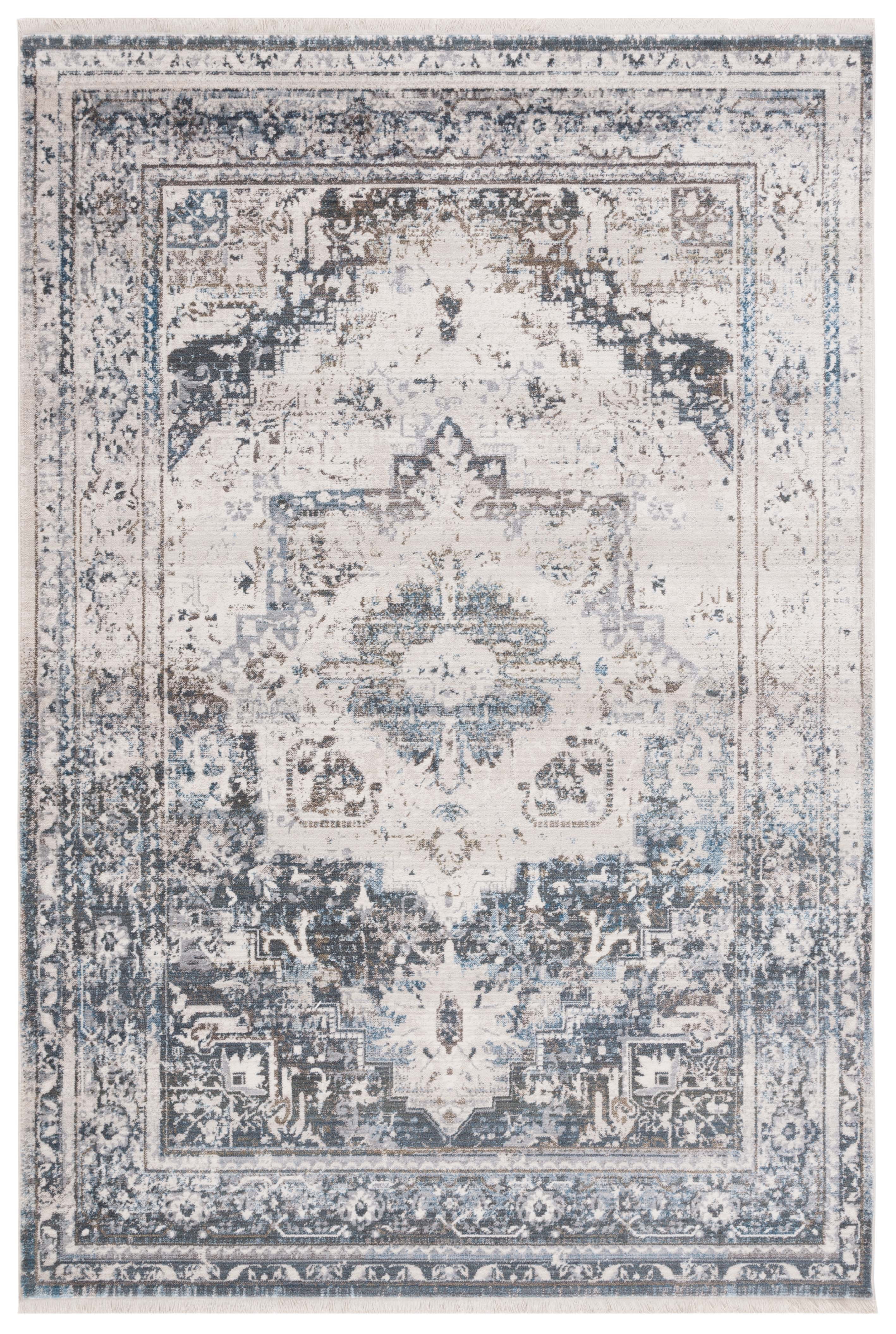 Hand-Knotted Blue Synthetic 6' x 9' Rectangular Area Rug