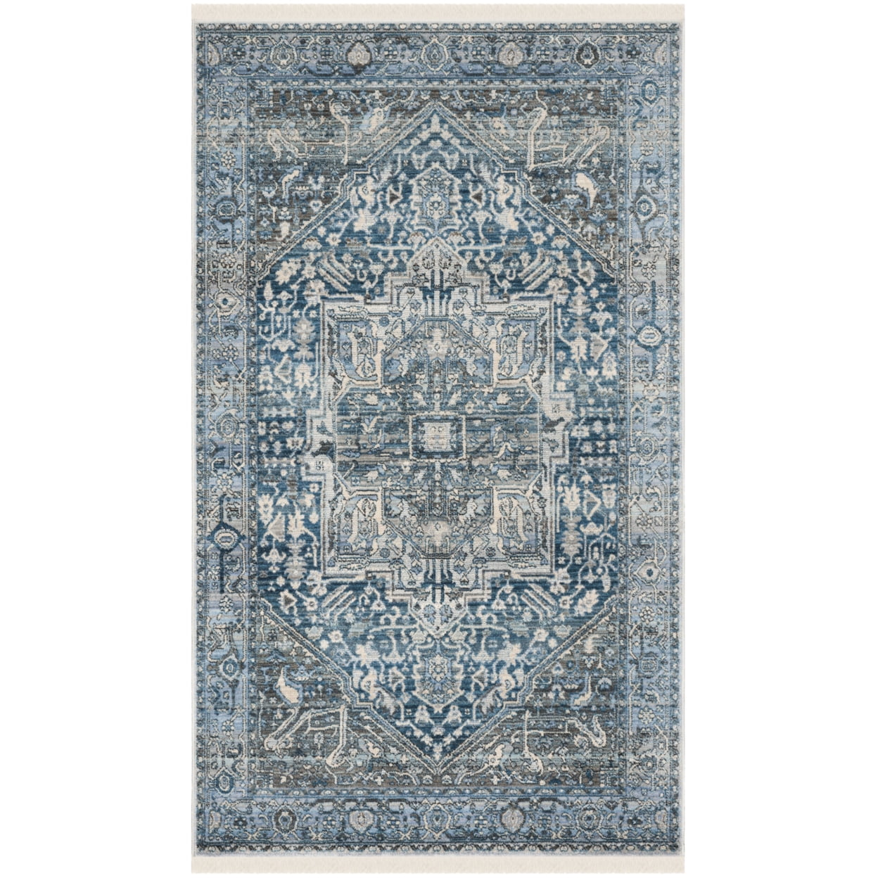 Hand-Knotted Blue Synthetic Persian-Style Rug, 30" x 4"