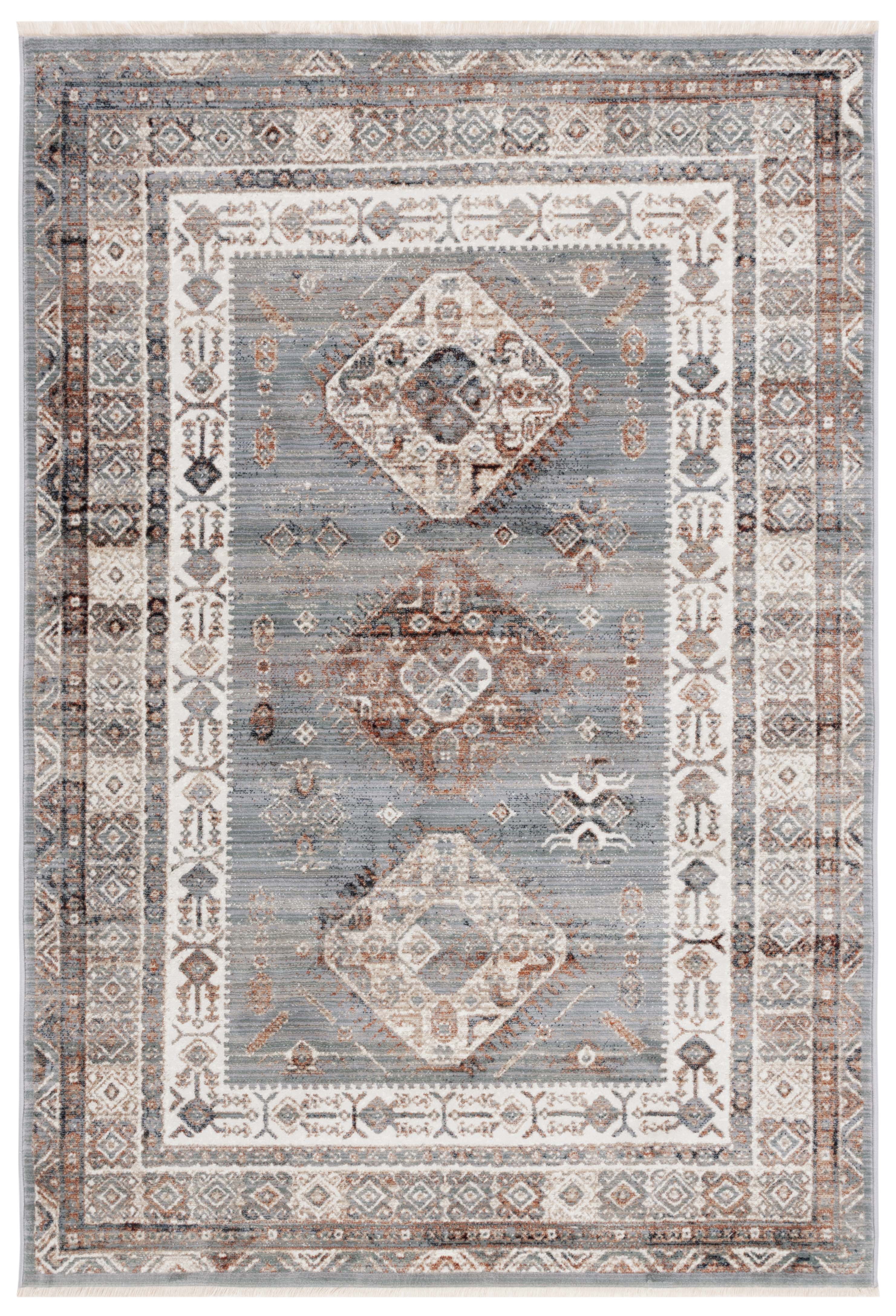 Vintage Gray and Cream Persian Style Wool Area Rug