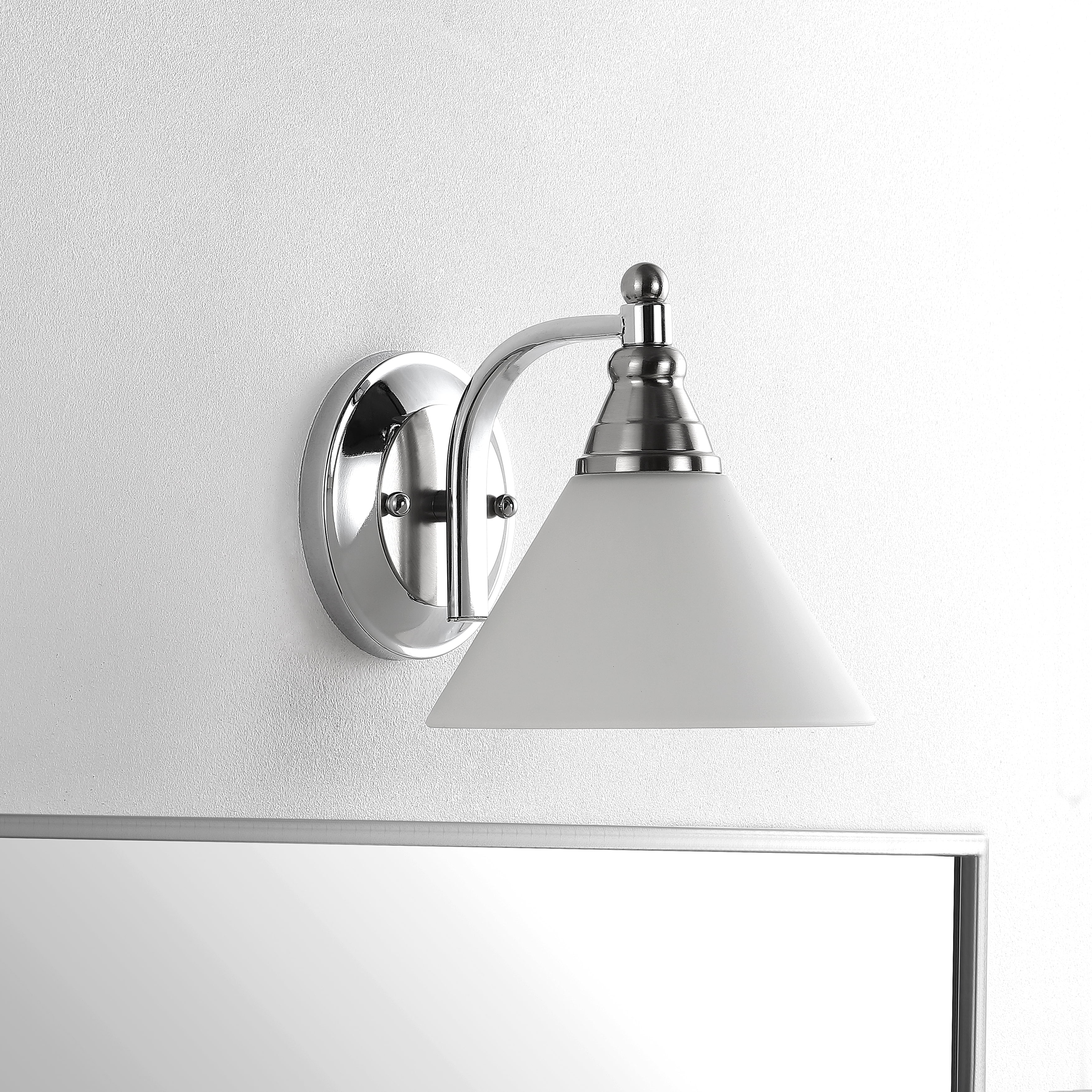 Safavieh Valery 7 in. H One Light Cone Wall Sconce, Nickel/Clear