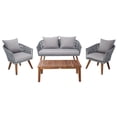 thumbnail image 1 of Safavieh Velso Outdoor 4 Piece Conversation Set - Grey/Grey Cushion, 1 of 8