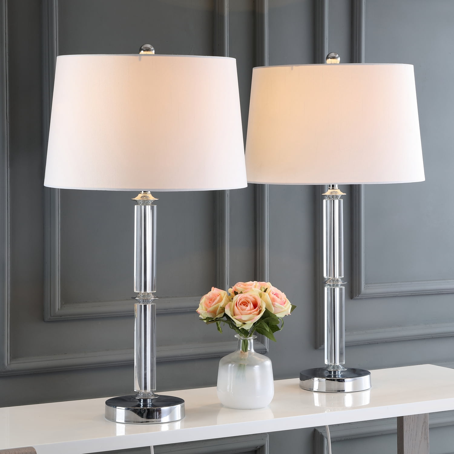 Safavieh Vendome 28.5 in. H Crystal Table Lamp, Clear, Set of 2