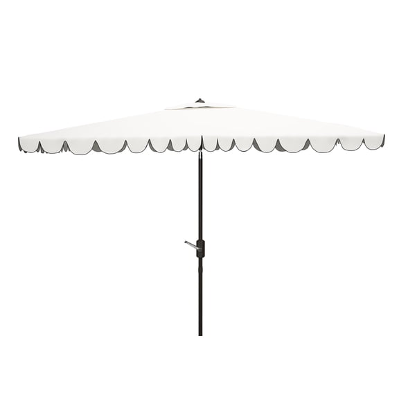 Safavieh Venice 6.5' X 10' Market Crank Patio Umbrella, White/Black