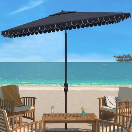 Safavieh Venice 7.5' Market Crank Square Patio Umbrella, Navy/White