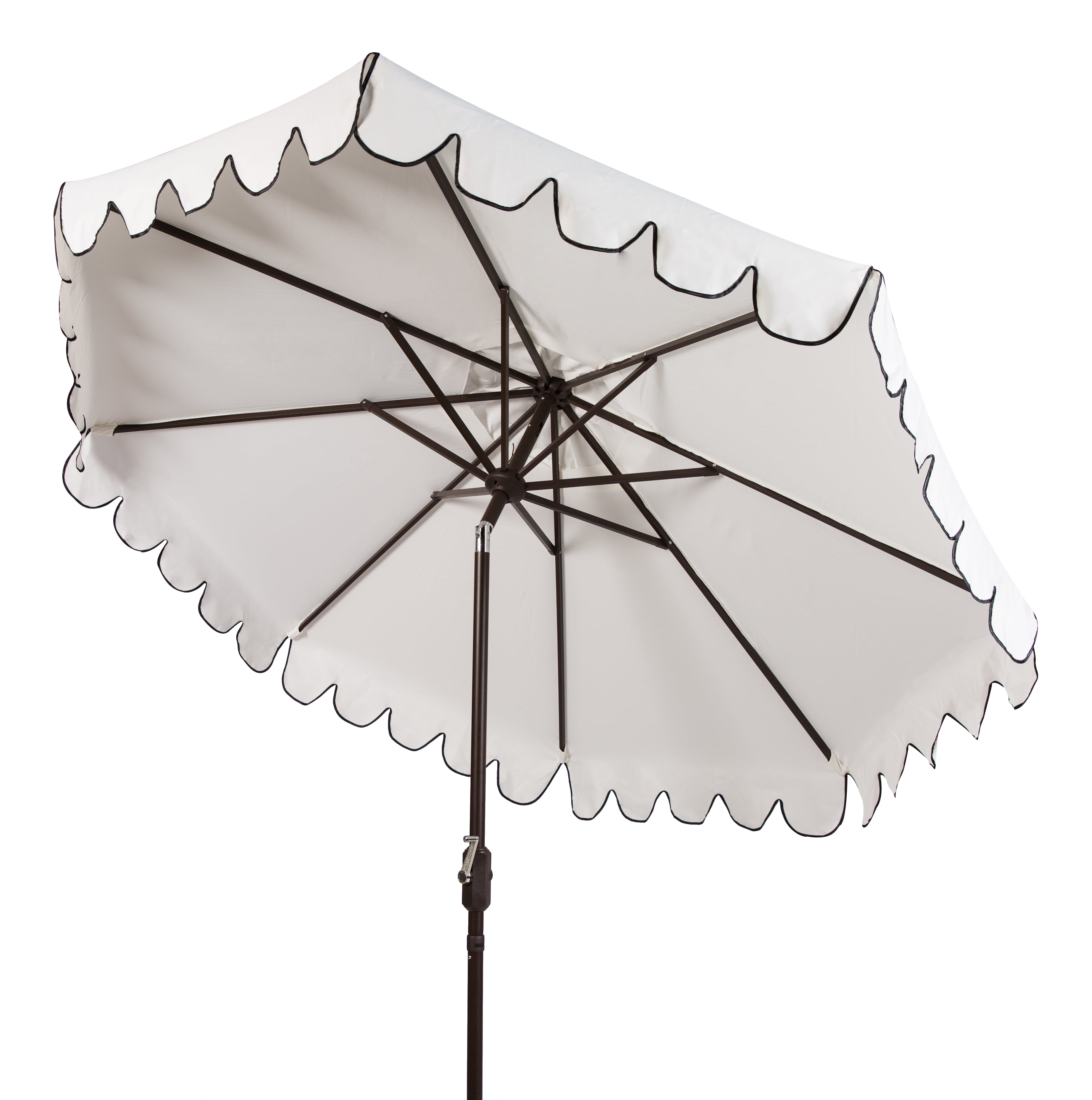 Venice 9Ft Black and White Scallop Crank Patio Umbrella