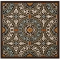 thumbnail image 1 of SAFAVIEH Veranda Durga Geometric Indoor/Outdoor Area Rug, Chocolate/Aqua, 5'3" x 5'3" Square, 1 of 9