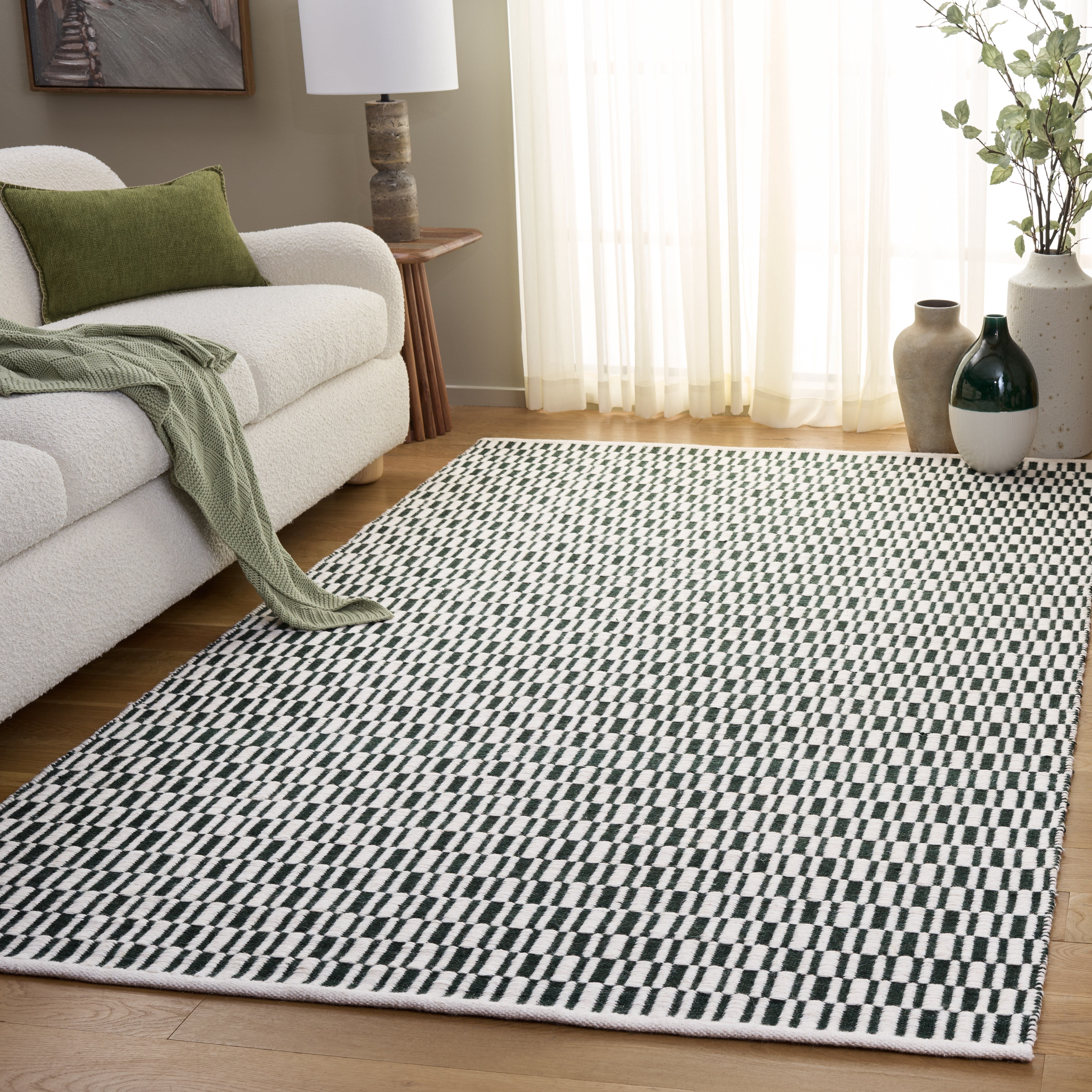 Safavieh Vermont Osmond Solid Color Area Rug, Dark Green/Ivory, 6' x 6' Square