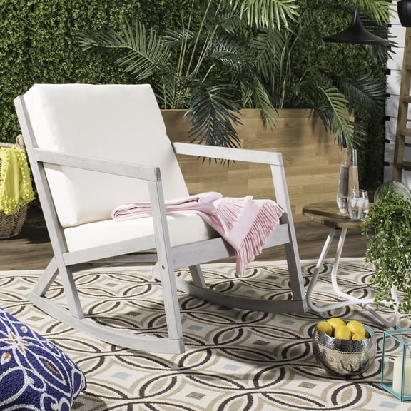 SAFAVIEH Vernon Outdoor Patio Rocking Chair, Gray/Beige