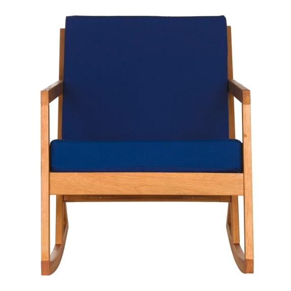 SAFAVIEH Vernon Outdoor Patio Rocking Chair, Natural/Navy