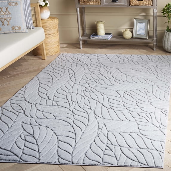 Safavieh Versailles Clover Floral Polyester Machine Washable Area Rug, Gray, 5' x 8'