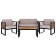 thumbnail image 1 of Safavieh Vesta 4-Piece Steel Outdoor Conversation Set, Black/Light Gray, 1 of 14