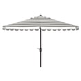 thumbnail image 1 of Safavieh Vienna 11ft Round Crank Metal Umbrella in Gray and White, 1 of 6