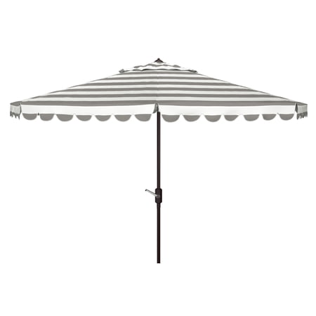 Safavieh Vienna 11ft Round Crank Metal Umbrella in Gray and White