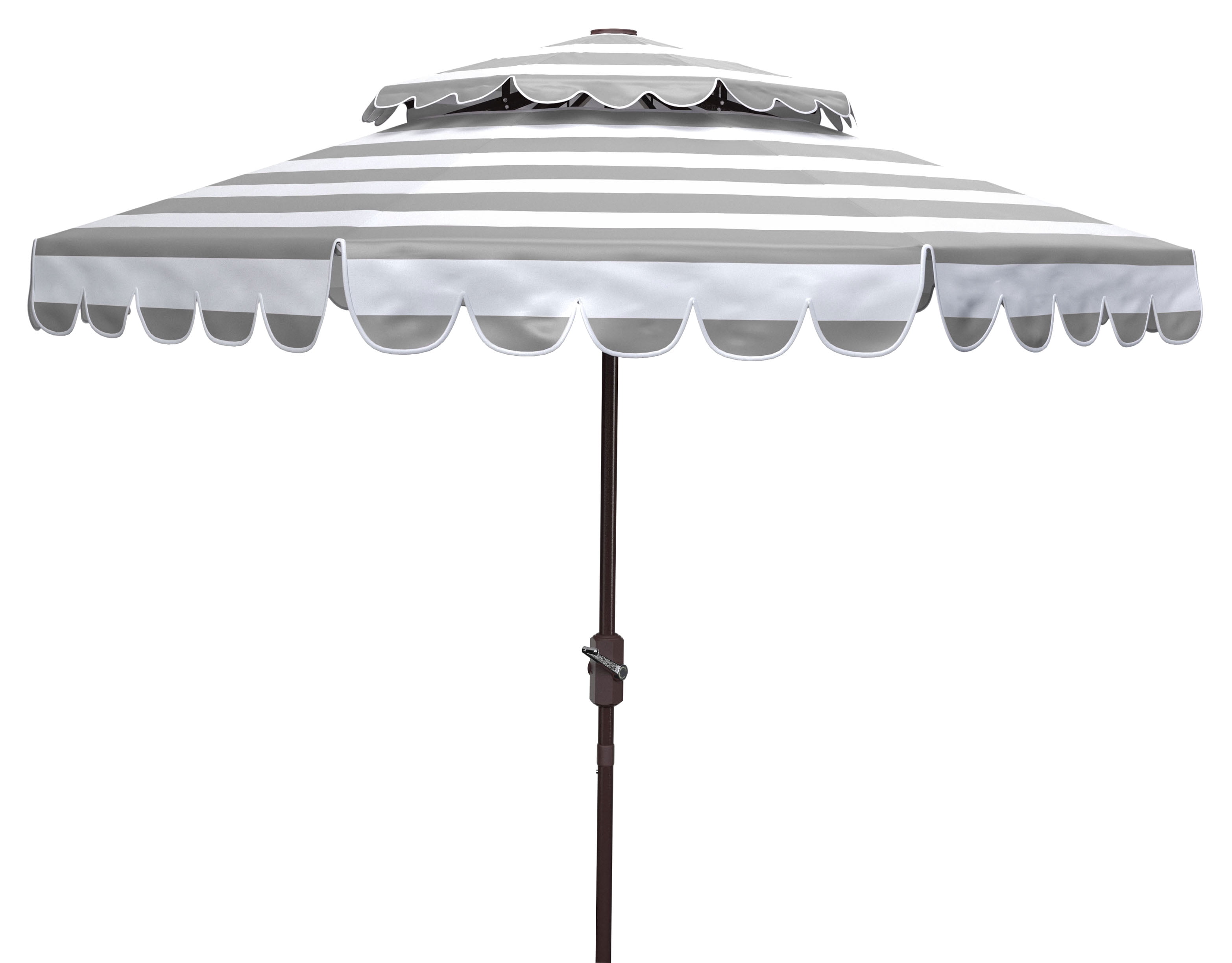 Safavieh Vienna 9' Market Crank Double Top Patio Umbrella, Grey/White