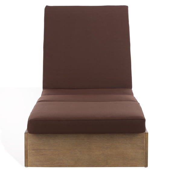 Safavieh Vincent Wood Outdoor Lounge Chair, Natural/Dark Brown