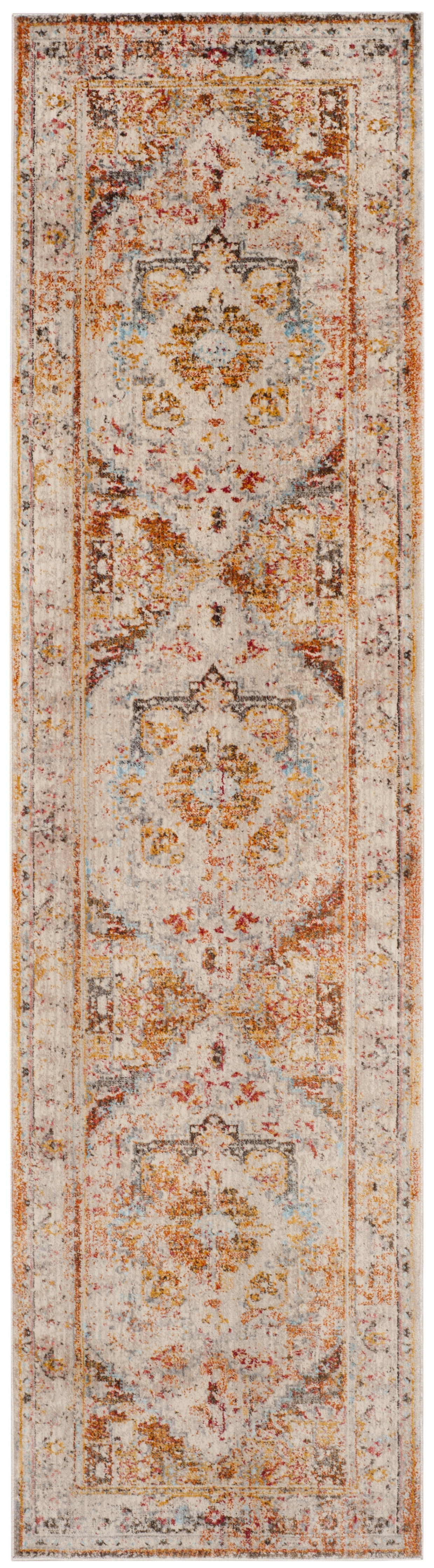 Cream and Multicolor Persian Style Runner Rug