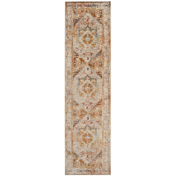 SAFAVIEH Vintage Persian Tarek Medallion Polyester Runner Rug, Cream/Multi, 2'2" x 10'