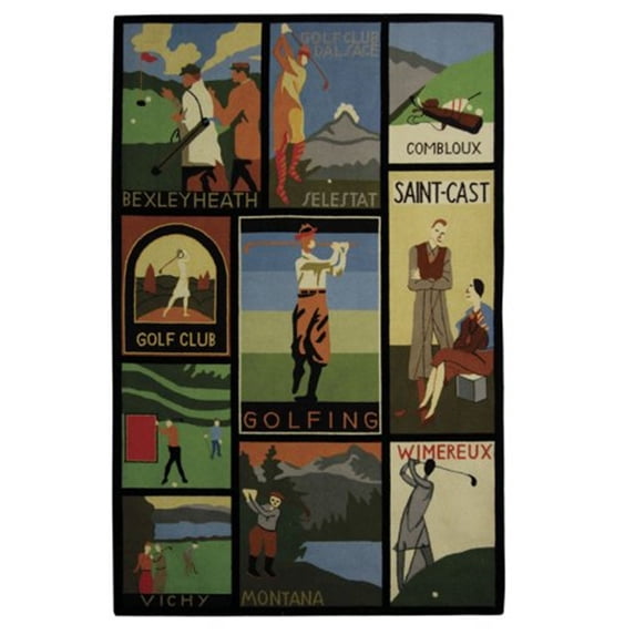 Novelty Rug - Vintage Posters Wool Pile -Assorted Style-A-Color:Assorted,Design:Novelty,Shape:Round,Size:4'L x 4'W
