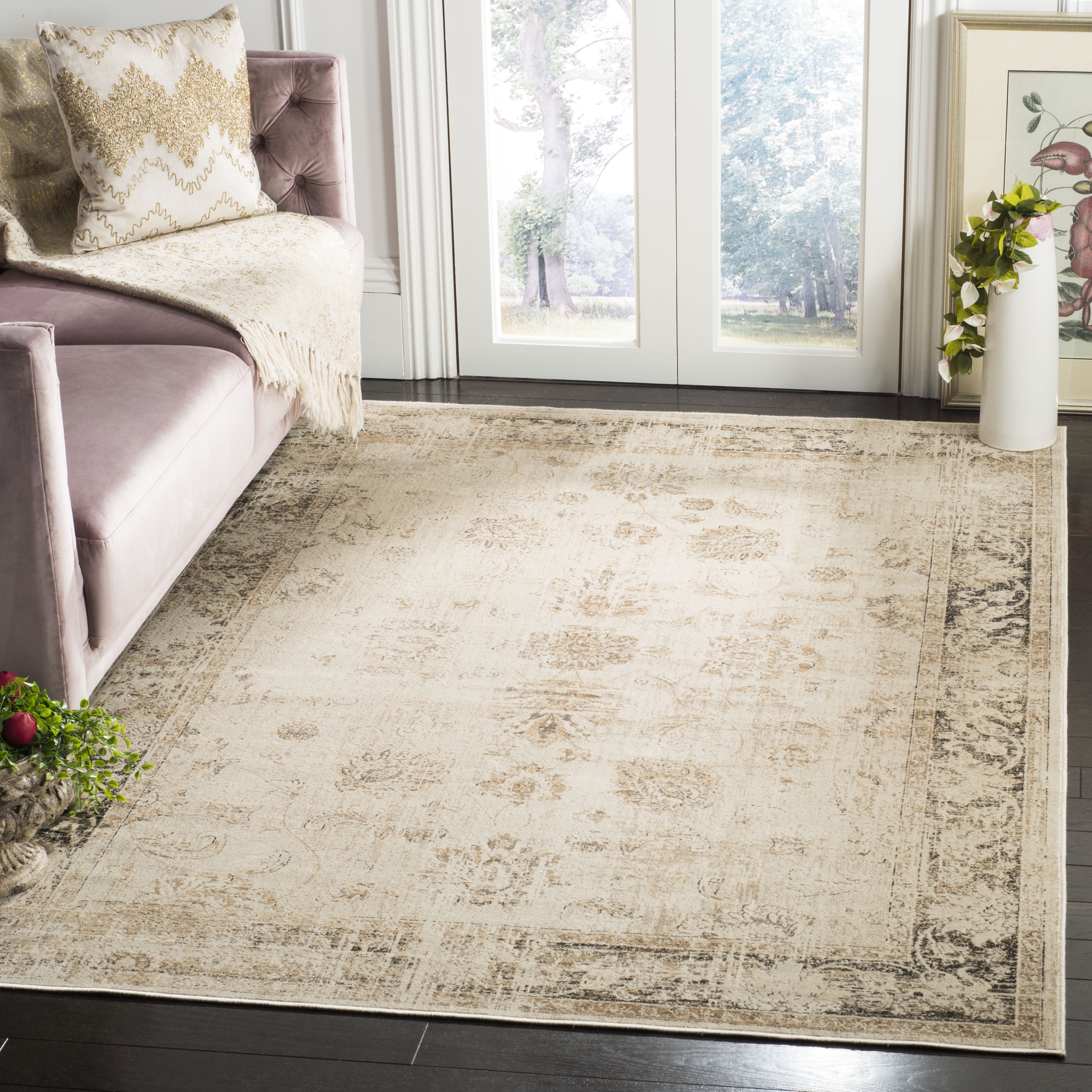 Stone 11' x 15' Vintage Distressed Viscose Area Rug