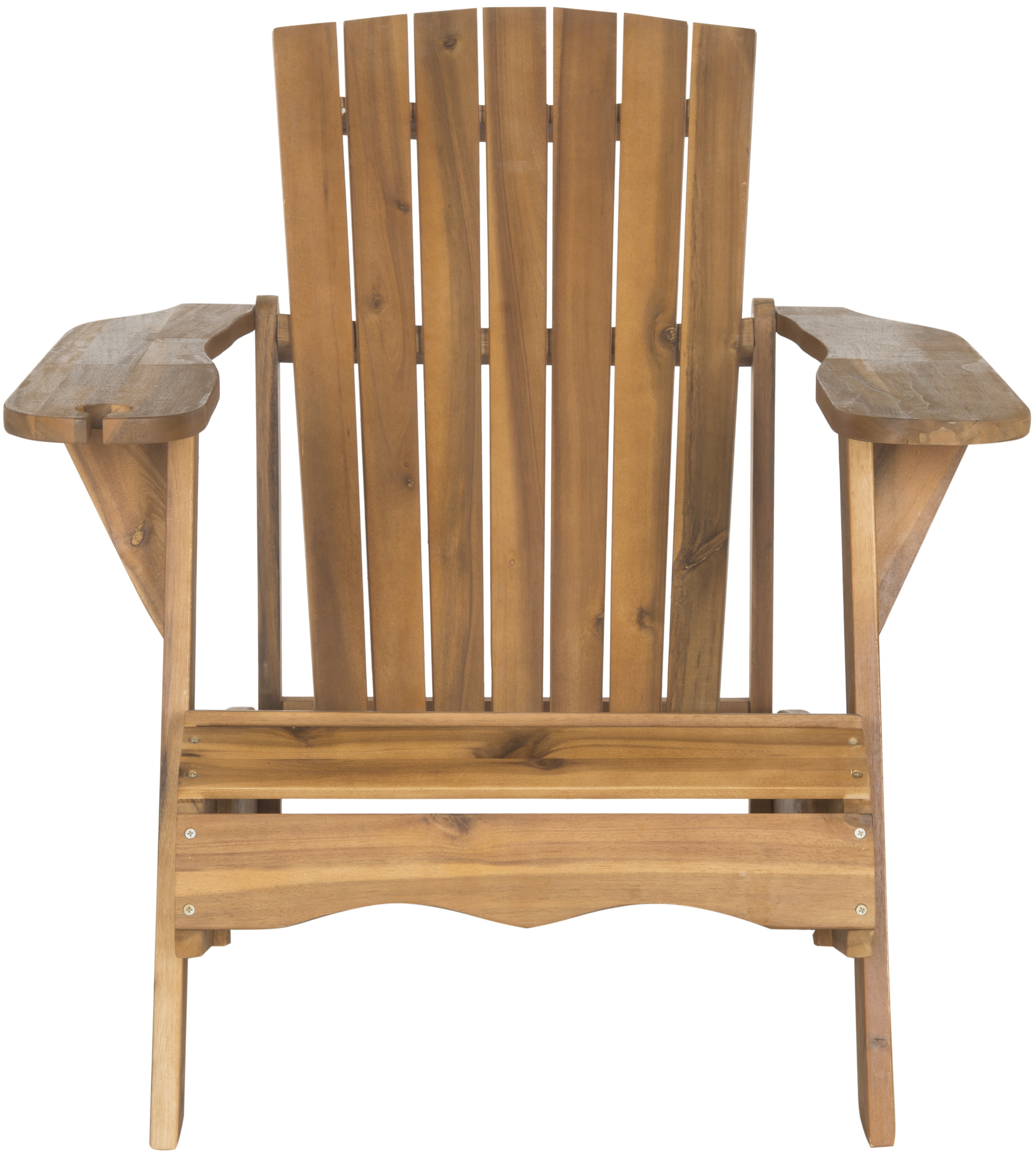 Safavieh Vista Outdoor Adirondack Chair w/ Wine Glass Holder - Natural