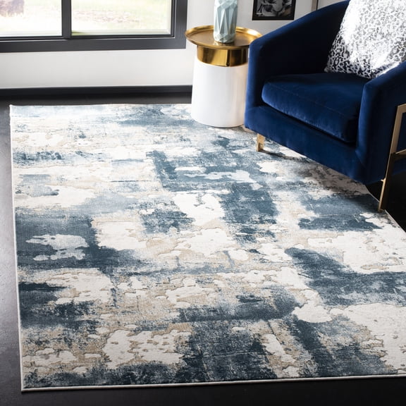 Safavieh Vogue Michie Modern Abstract Rug Beige/Turquoise 9' x 12' 9' x 12' Indoor Living Room, Bedroom, Dining Room Blue Rectangle